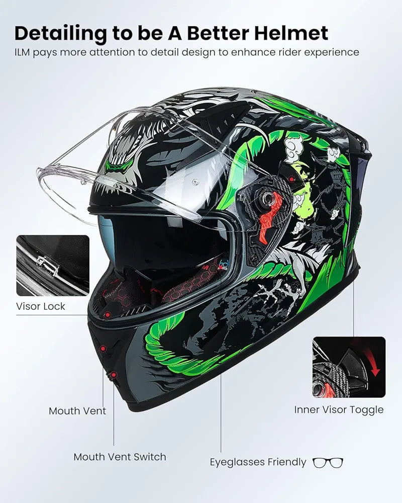 ILM Motorcycle Helmet Full Face Casco DOT Model. ⭐⭐⭐⭐⭐ (4.9/5)