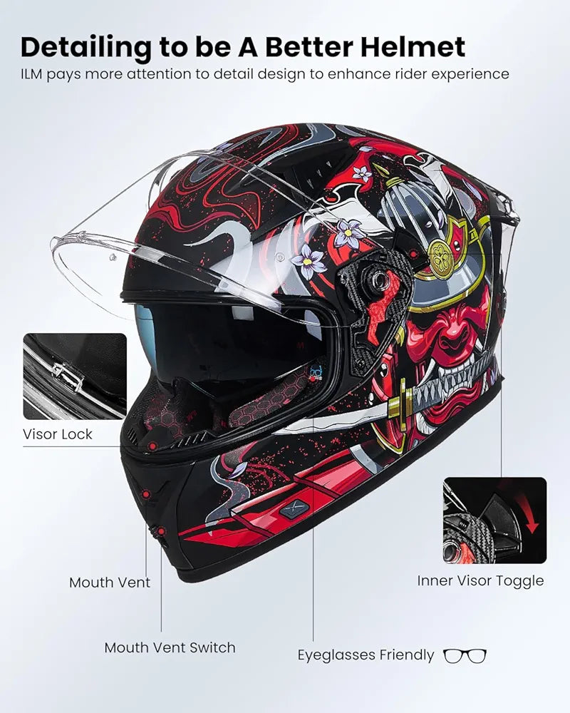 ILM Motorcycle Helmet Full Face Casco DOT Model. ⭐⭐⭐⭐⭐ (4.9/5)