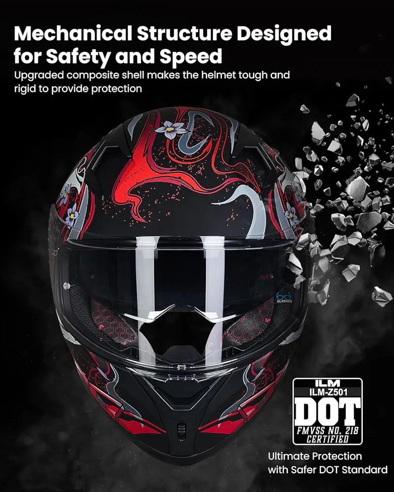 ILM Motorcycle Helmet Full Face Casco DOT Model.            ⭐⭐⭐⭐⭐ (4.9/5)
