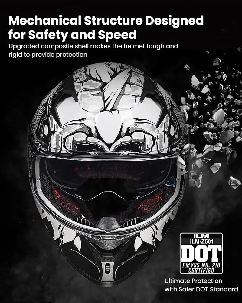 ILM Motorcycle Helmet Full Face Casco DOT Model.            ⭐⭐⭐⭐⭐ (4.9/5)