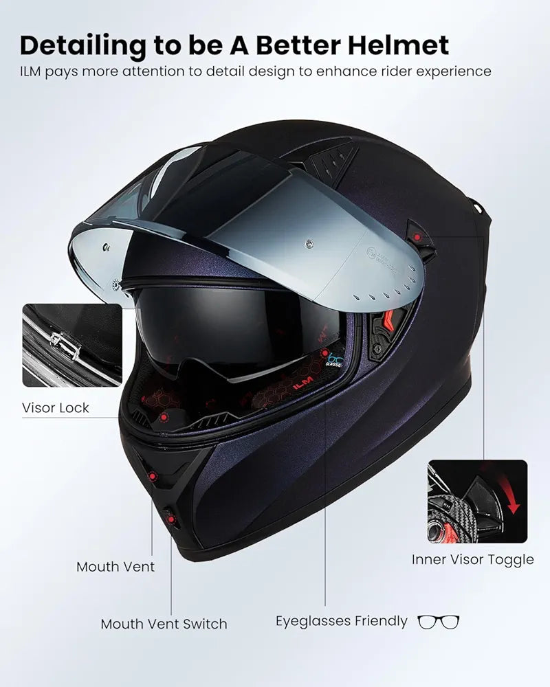 ILM Motorcycle Helmet Full Face Casco DOT Model.            ⭐⭐⭐⭐⭐ (4.9/5)