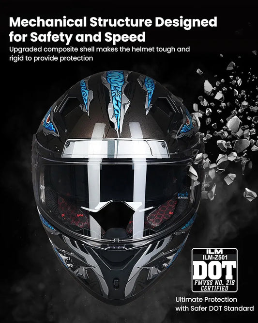ILM Motorcycle Helmet Full Face Casco DOT Model.            ⭐⭐⭐⭐⭐ (4.9/5)