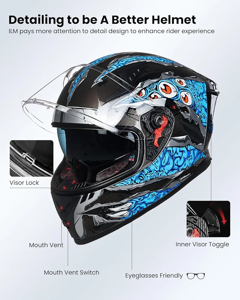 ILM Motorcycle Helmet Full Face Casco DOT Model.            ⭐⭐⭐⭐⭐ (4.9/5)