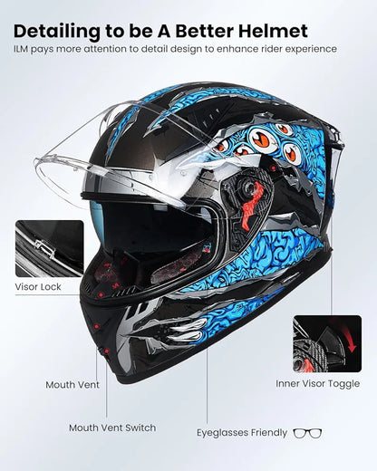 ILM Motorcycle Helmet Full Face Casco DOT Model.            ⭐⭐⭐⭐⭐ (4.9/5)