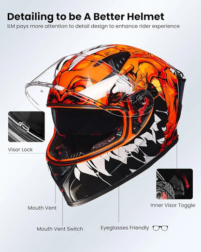 ILM Motorcycle Helmet Full Face Casco DOT Model.            ⭐⭐⭐⭐⭐ (4.9/5)